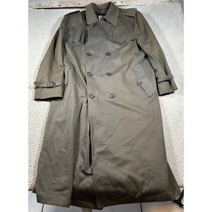 Vintage Christian Dior Monsieur Trench Coat Mens Gray Belted‎ Double Breasted